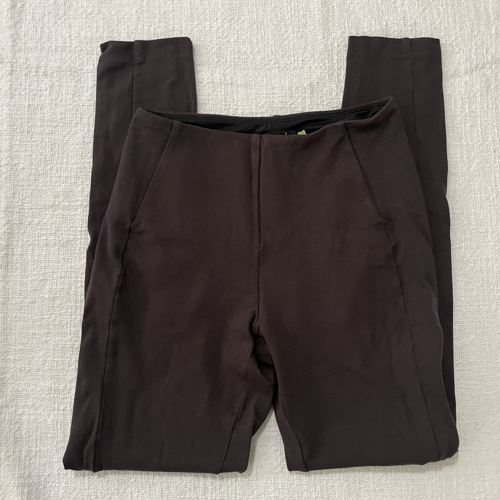 Lysse Women's Small Leggings Pants Espresso Brown High Waist Tummy Control